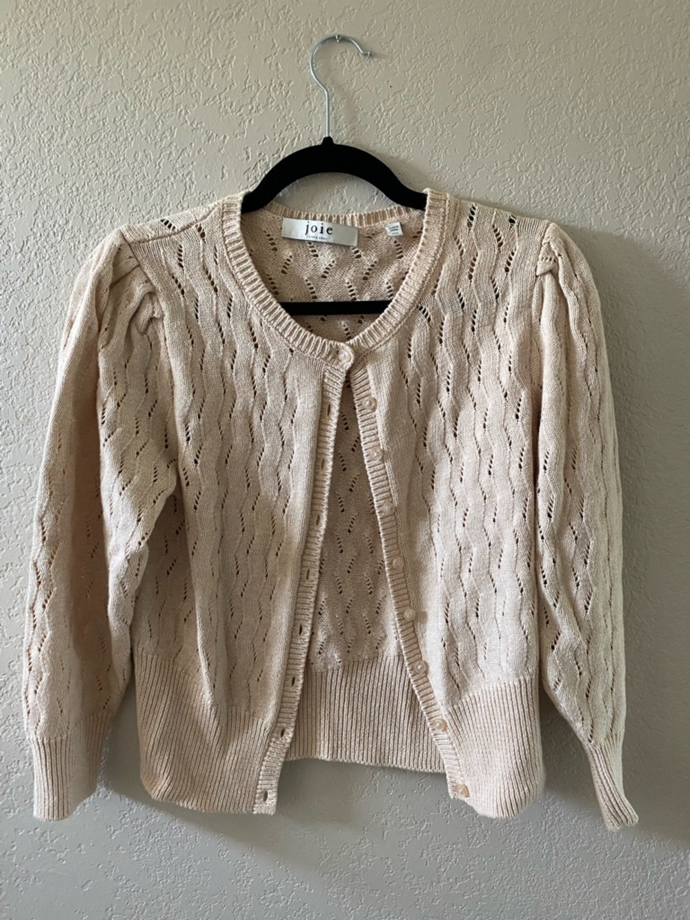 Joie Cream Open-Knit Linen Cotton Cardigan Sweater Size XXS